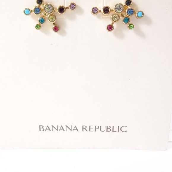 Banana Republic Mulit Gem Crystal Metallic Burst Stud Earrings NWT 39 - Picture 13 of 15